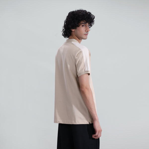 Paneled Zipper Polo