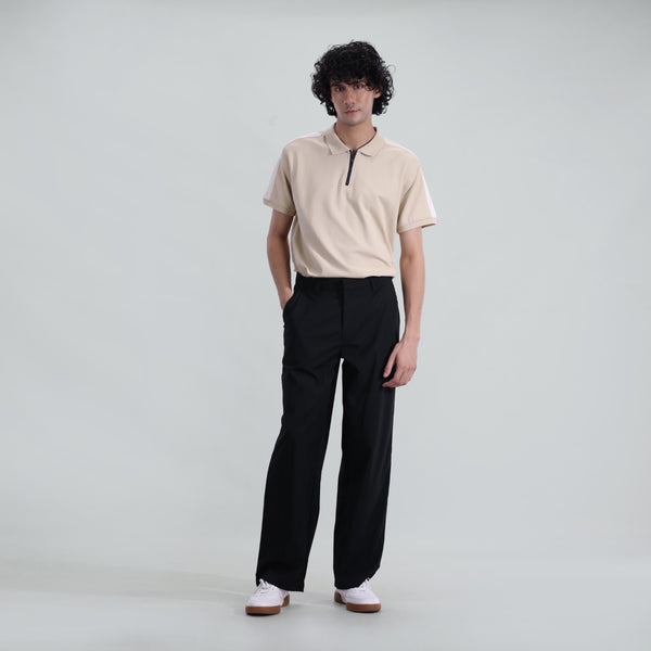 Paneled Zipper Polo