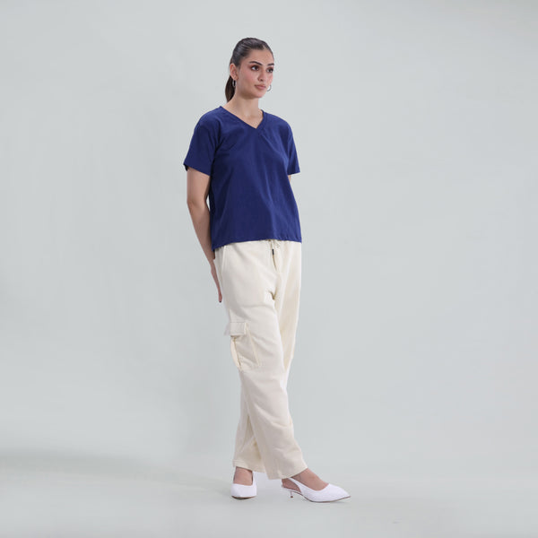 Slub V neck Tee