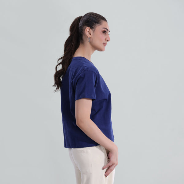 Slub V neck Tee