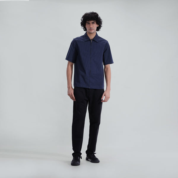 Seersucker Striped Zipper shirt