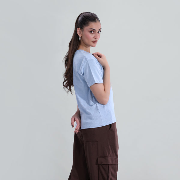 Slub V neck Tee