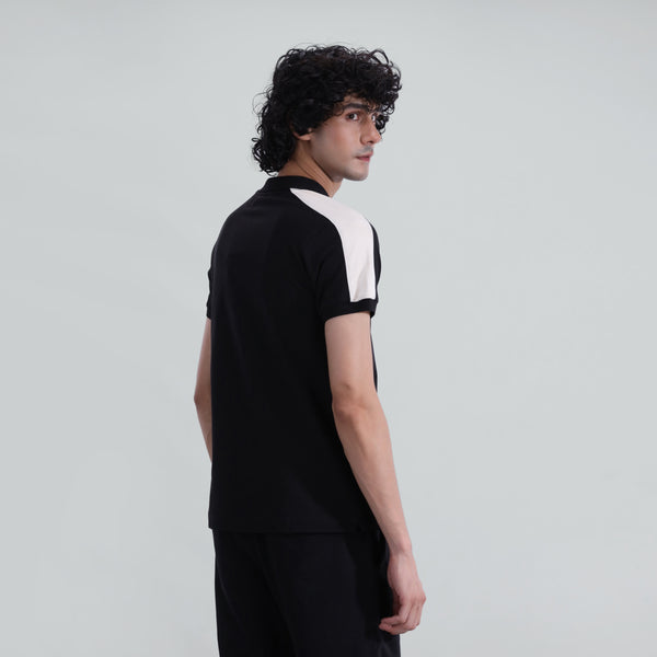 Paneled Zipper Polo