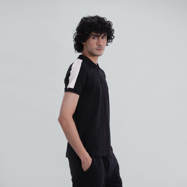 Paneled Zipper Polo