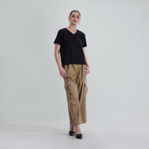 Slub V neck TEE