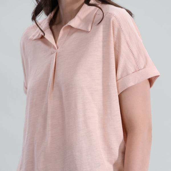 Slub Lace Trim Top