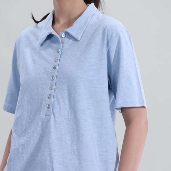Slub Half Placket Top