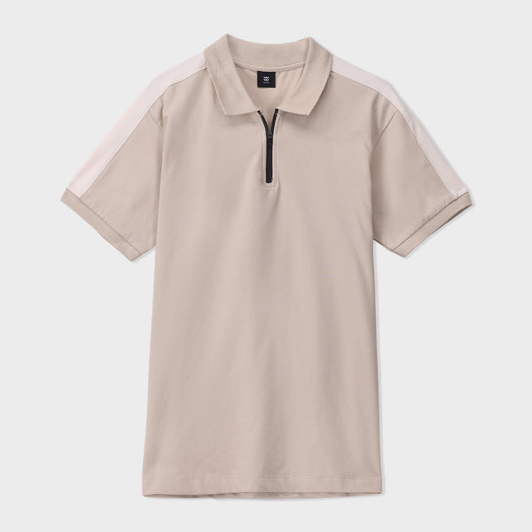 Paneled Zipper Polo