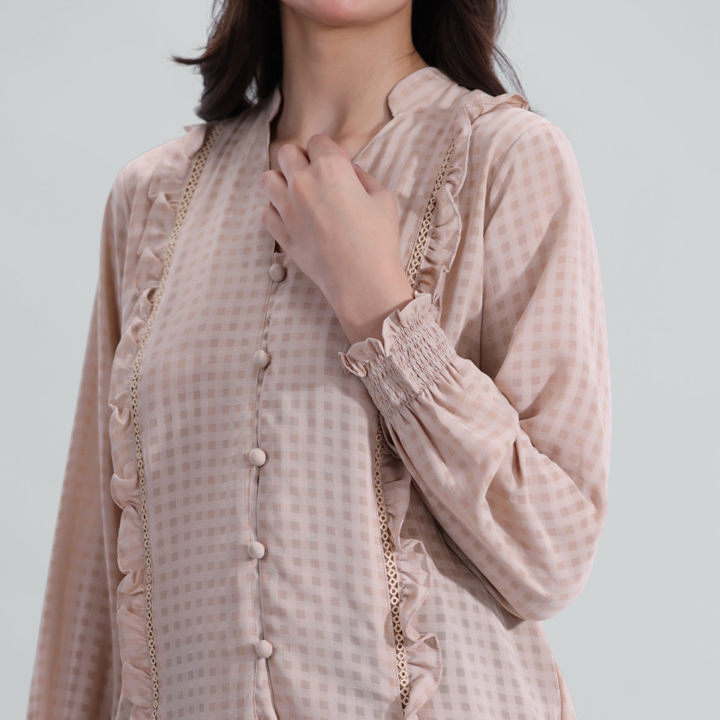 Checkered Ruffle Blouse