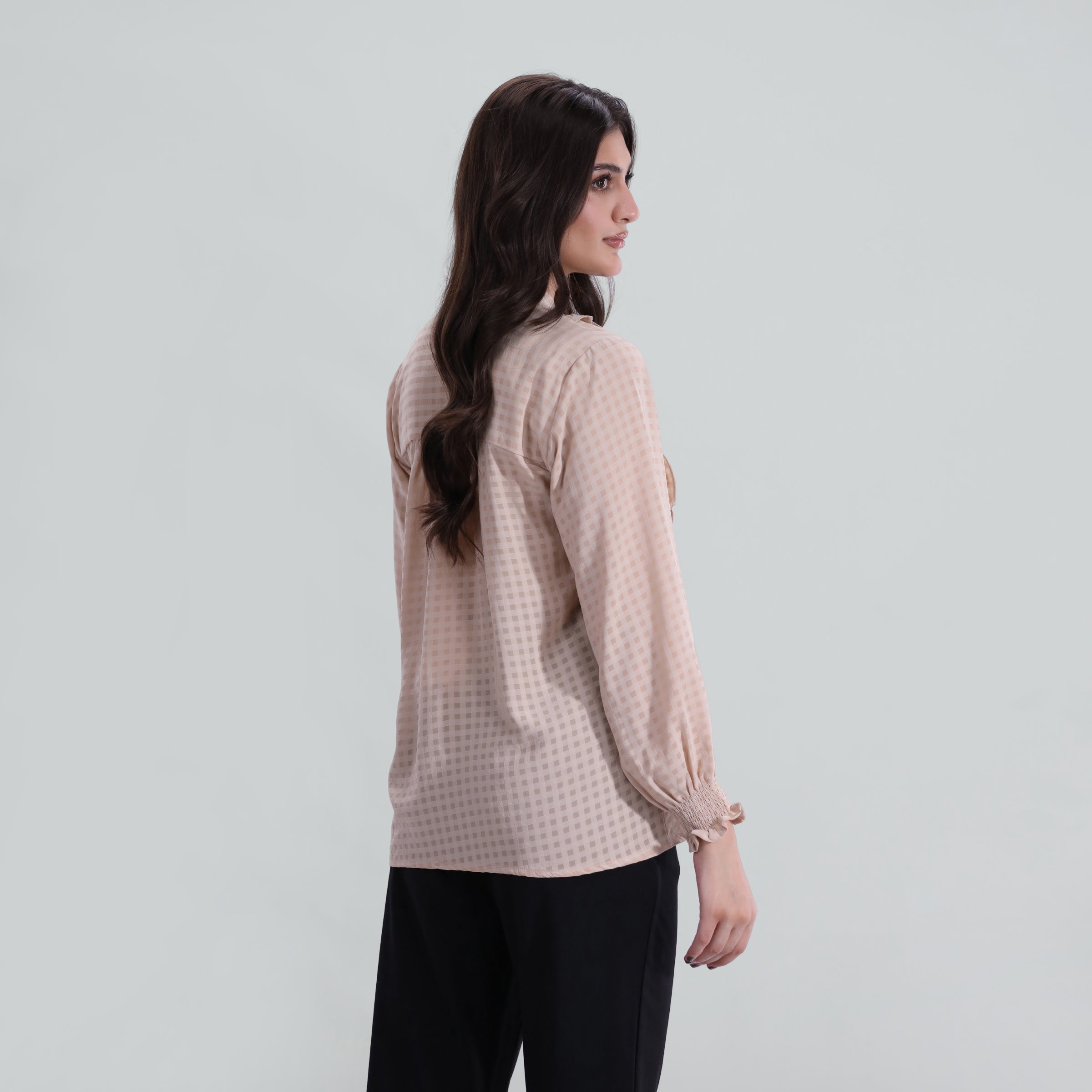 Checkered Ruffle Blouse