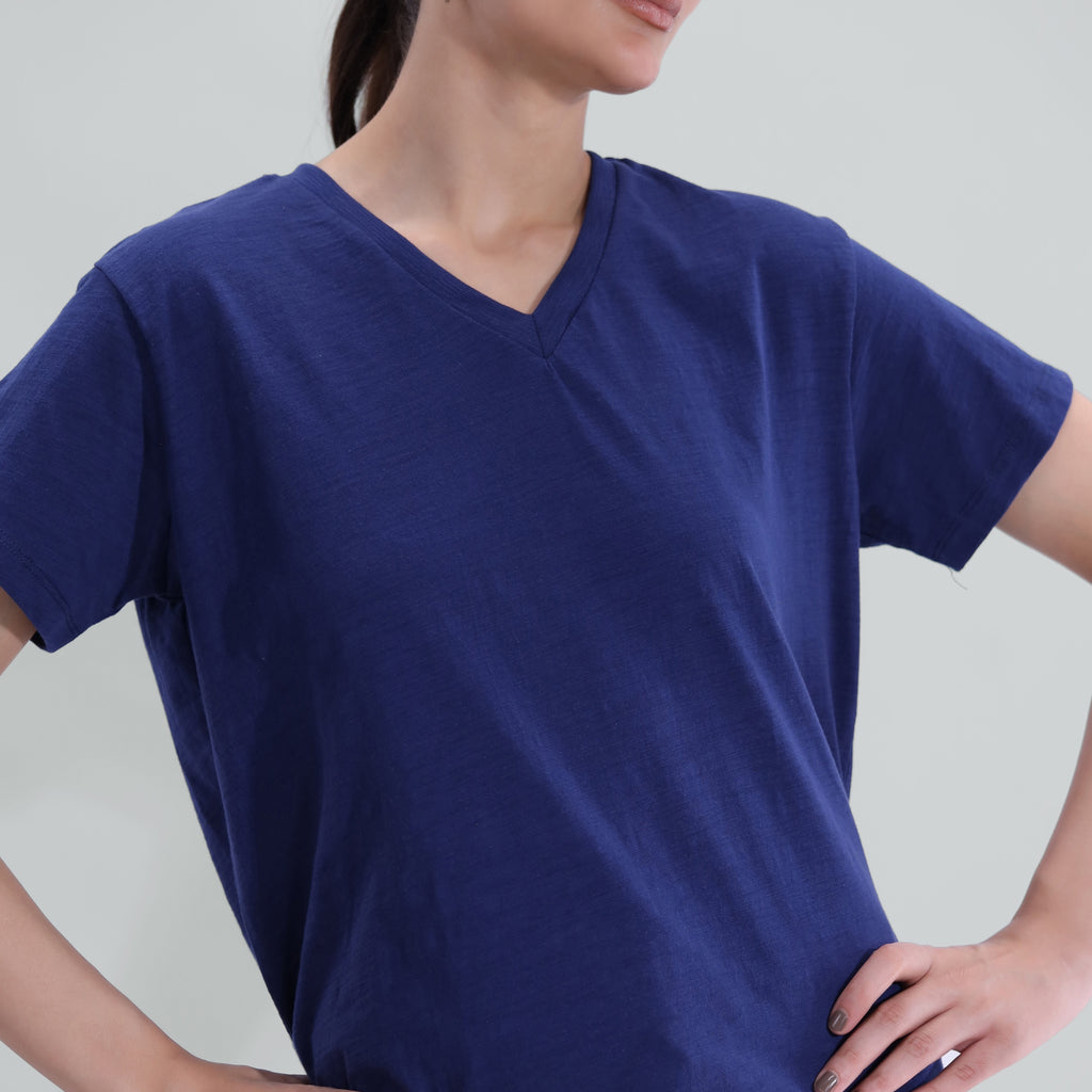 Slub V neck Tee