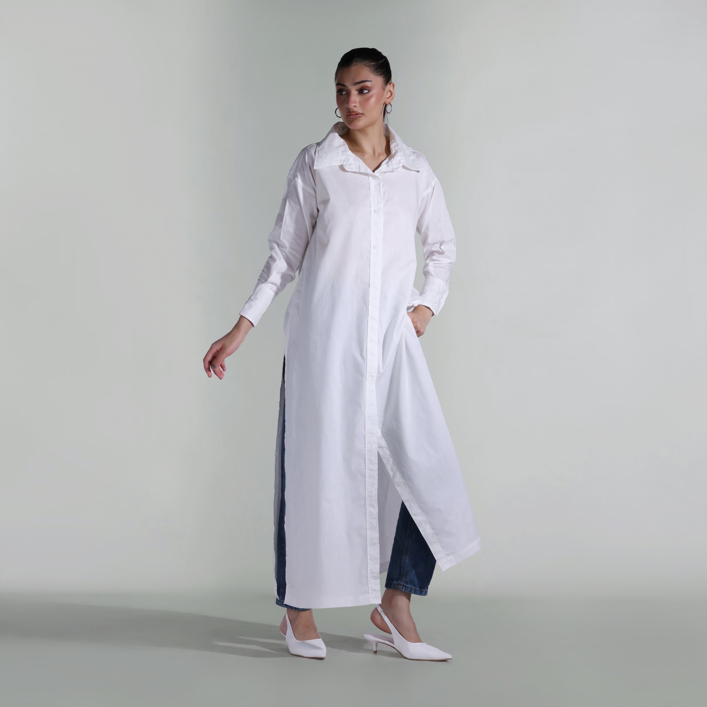 long shirt dress for women in pakistan Long Button Down Shirt Dress m/basics by Maria.B. (PK)