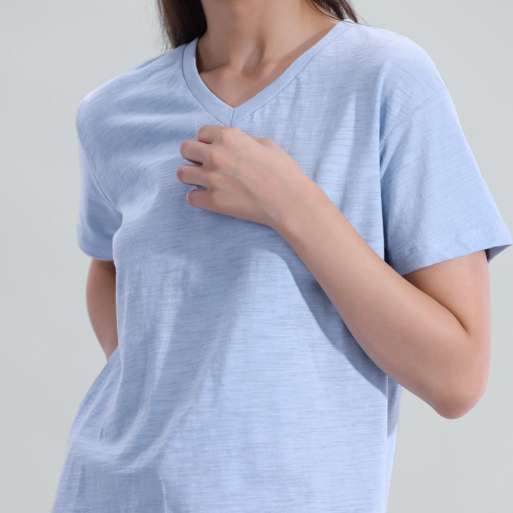 Slub V neck Tee