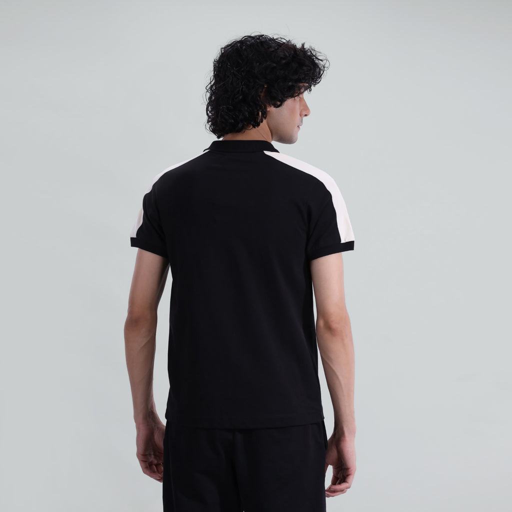 Paneled Zipper Polo