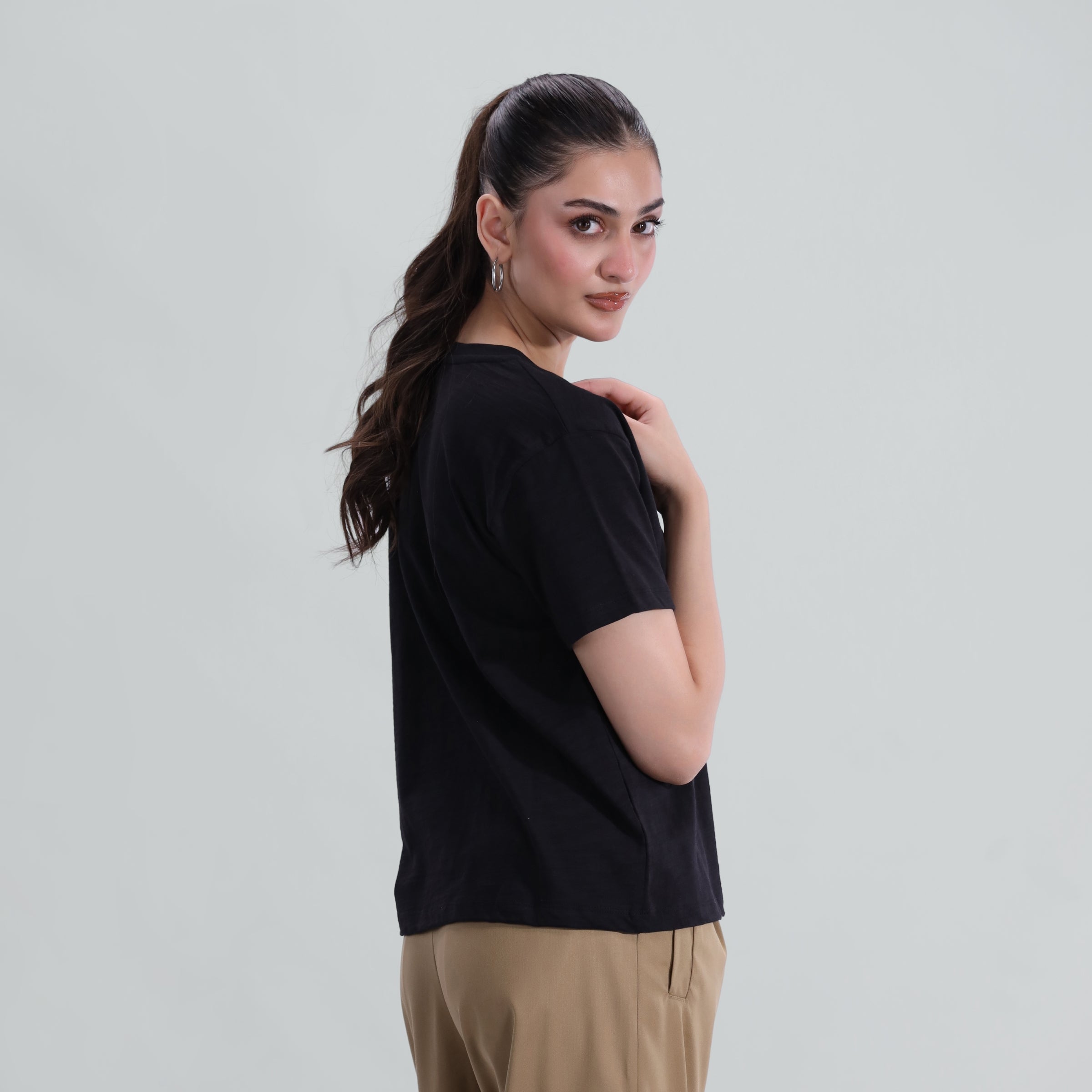 Slub V neck TEE
