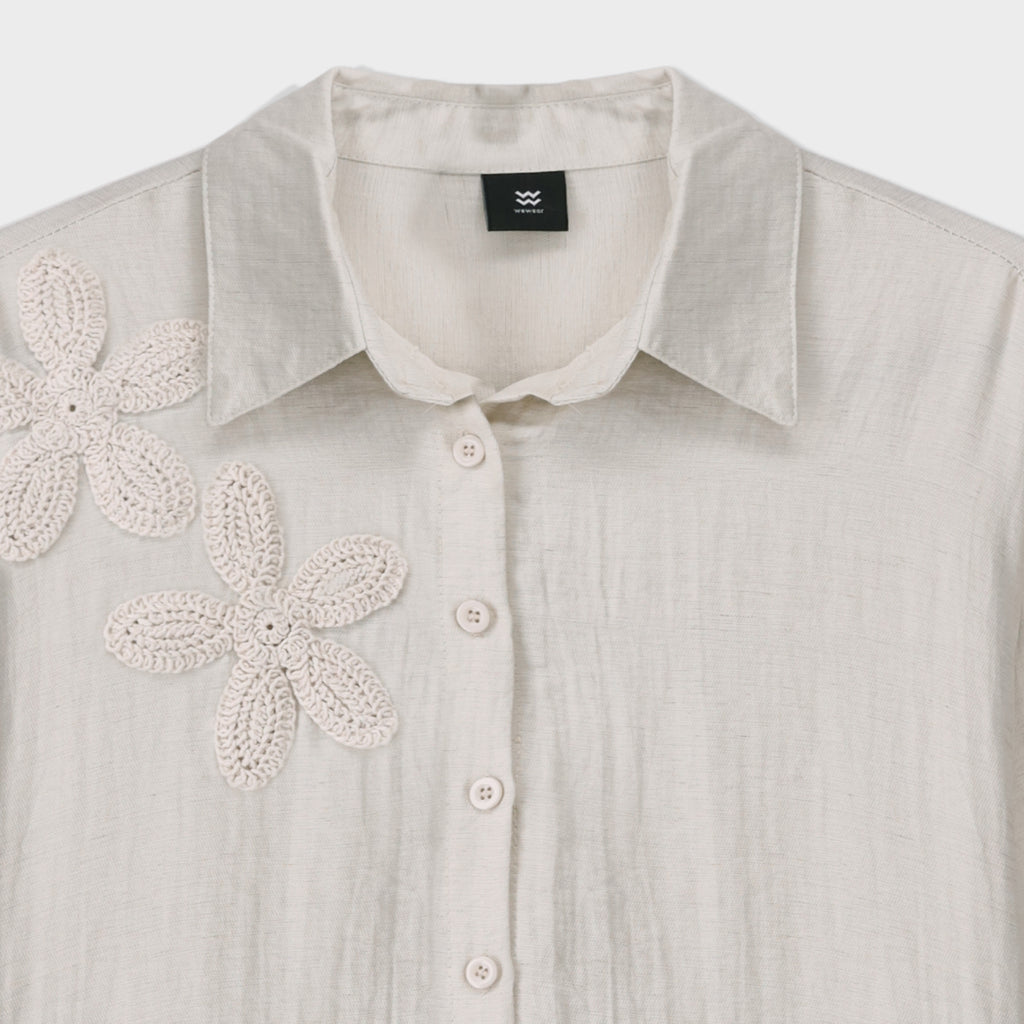 Textured Shirt with 3D flowers
