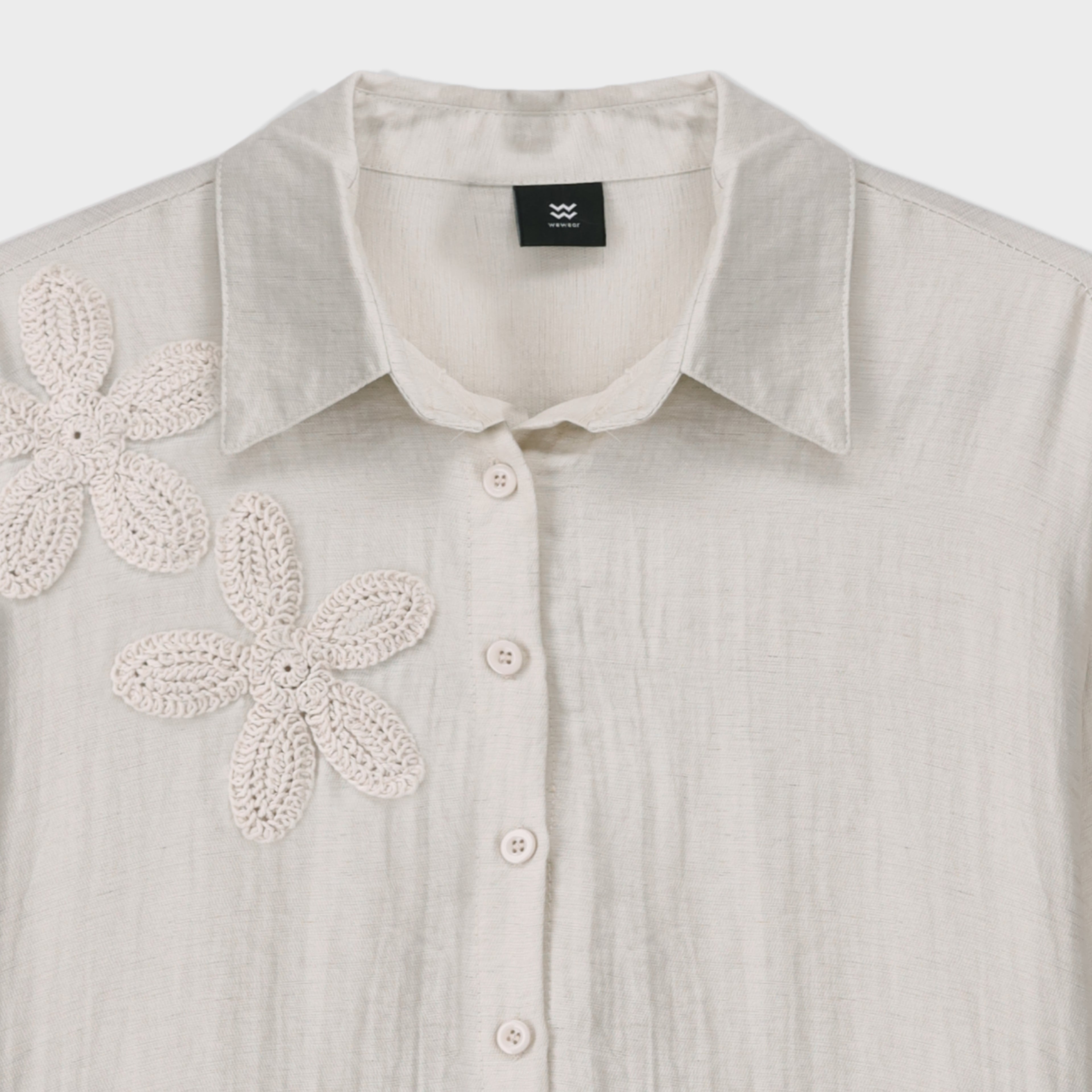 Textured Shirt with 3D flowers