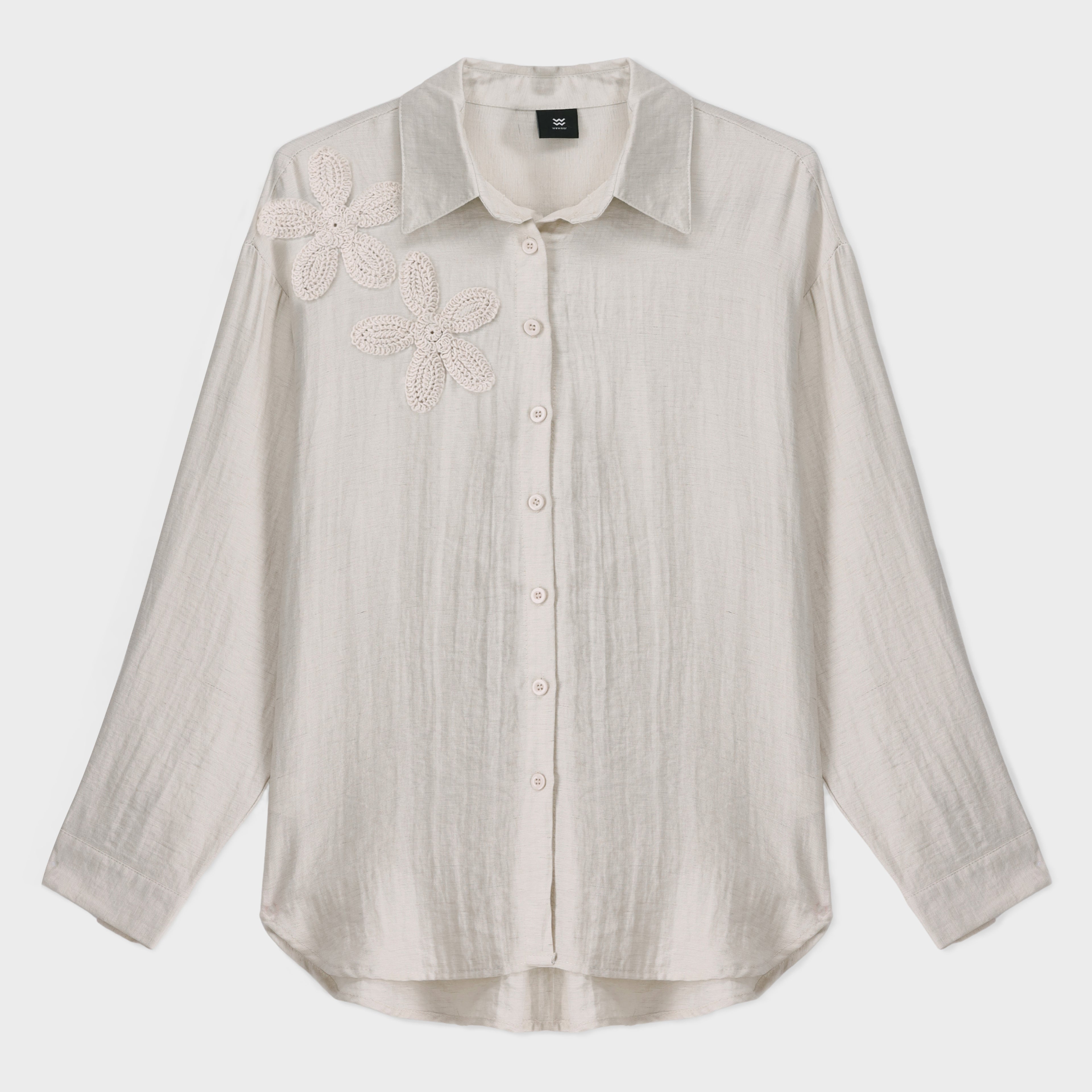 Textured Shirt with 3D flowers