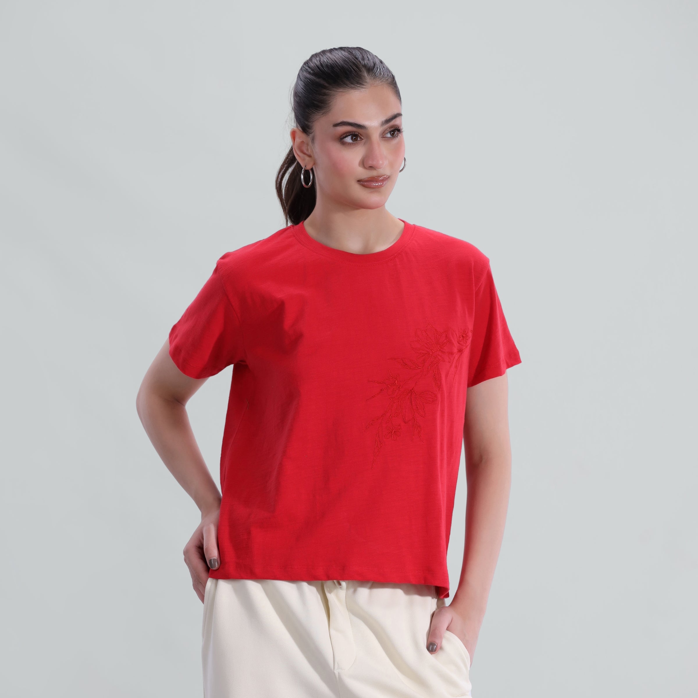 Slub Embroidered Tee