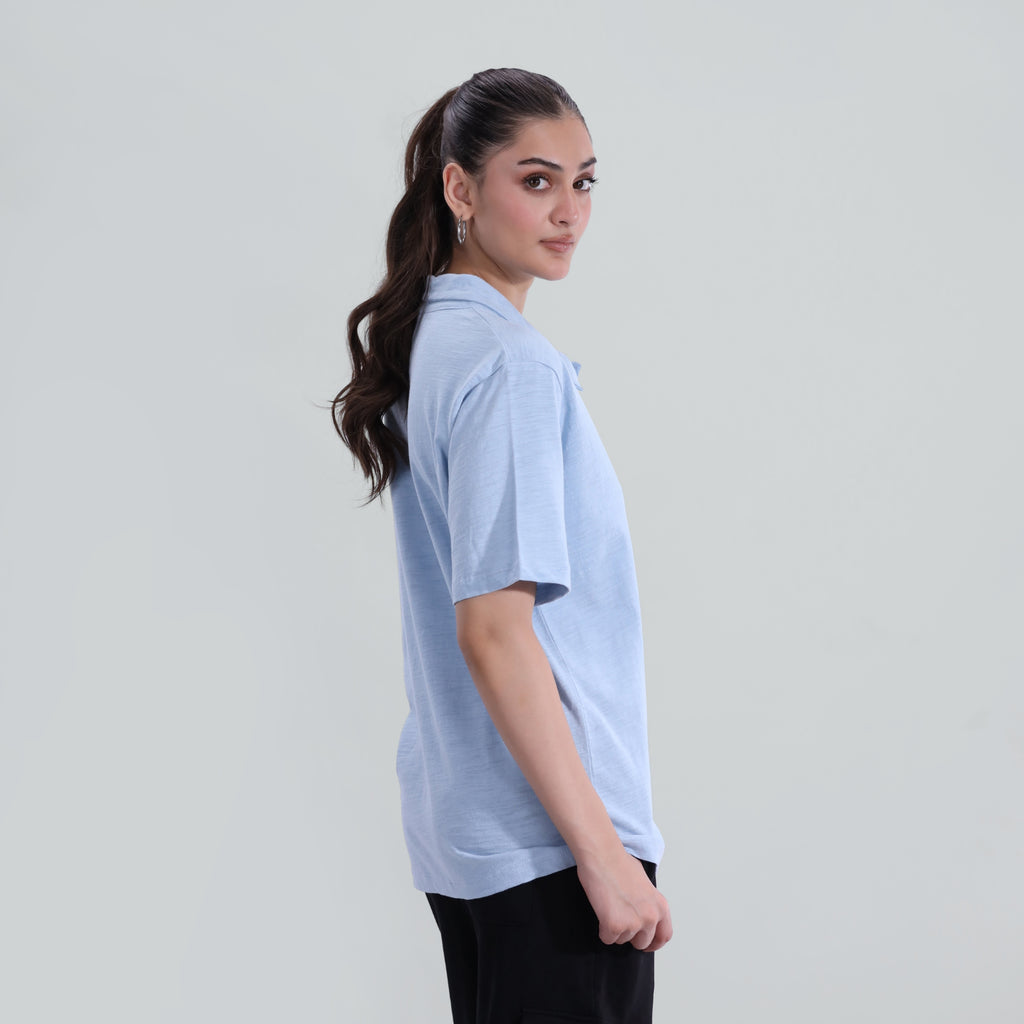 Slub Half Placket Top