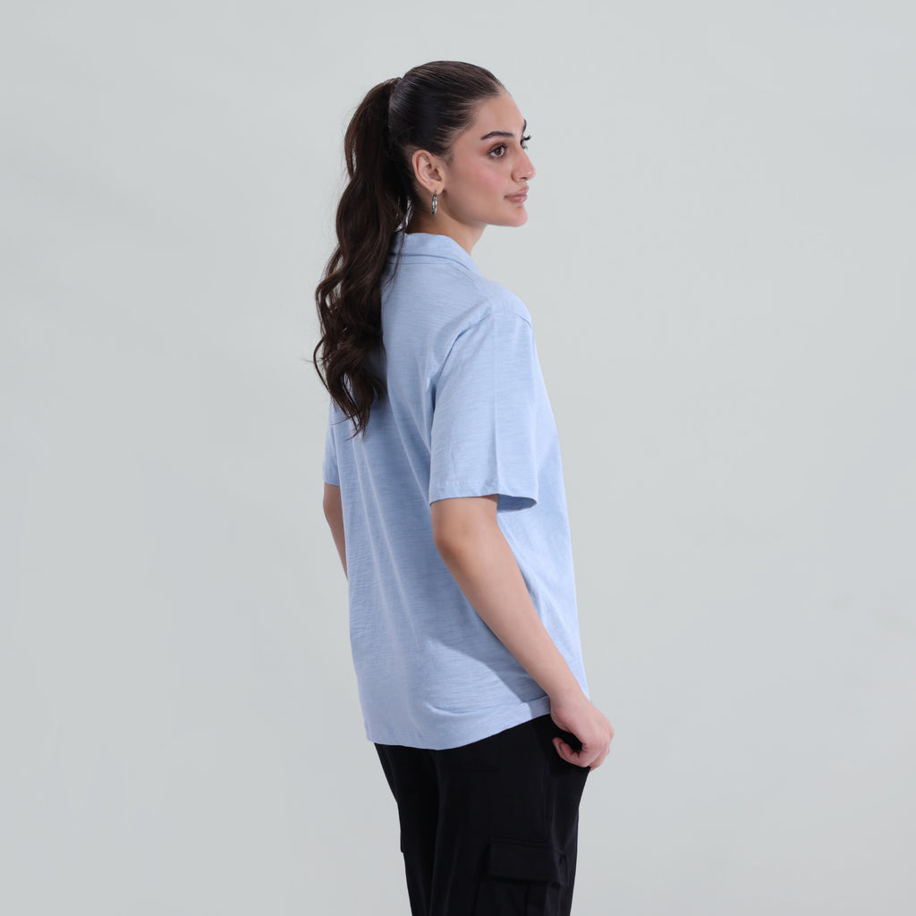 Slub Half Placket Top
