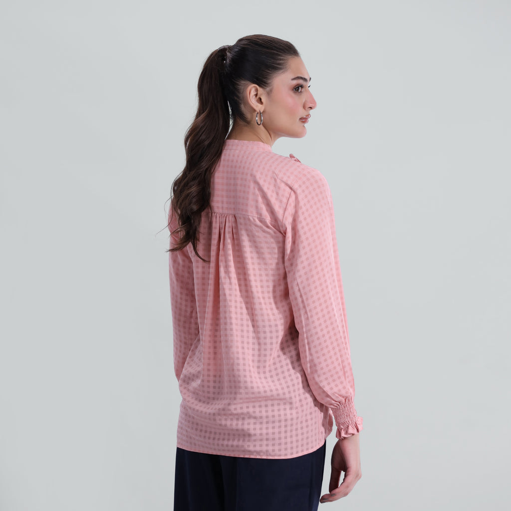 Checkered Ruffle Blouse