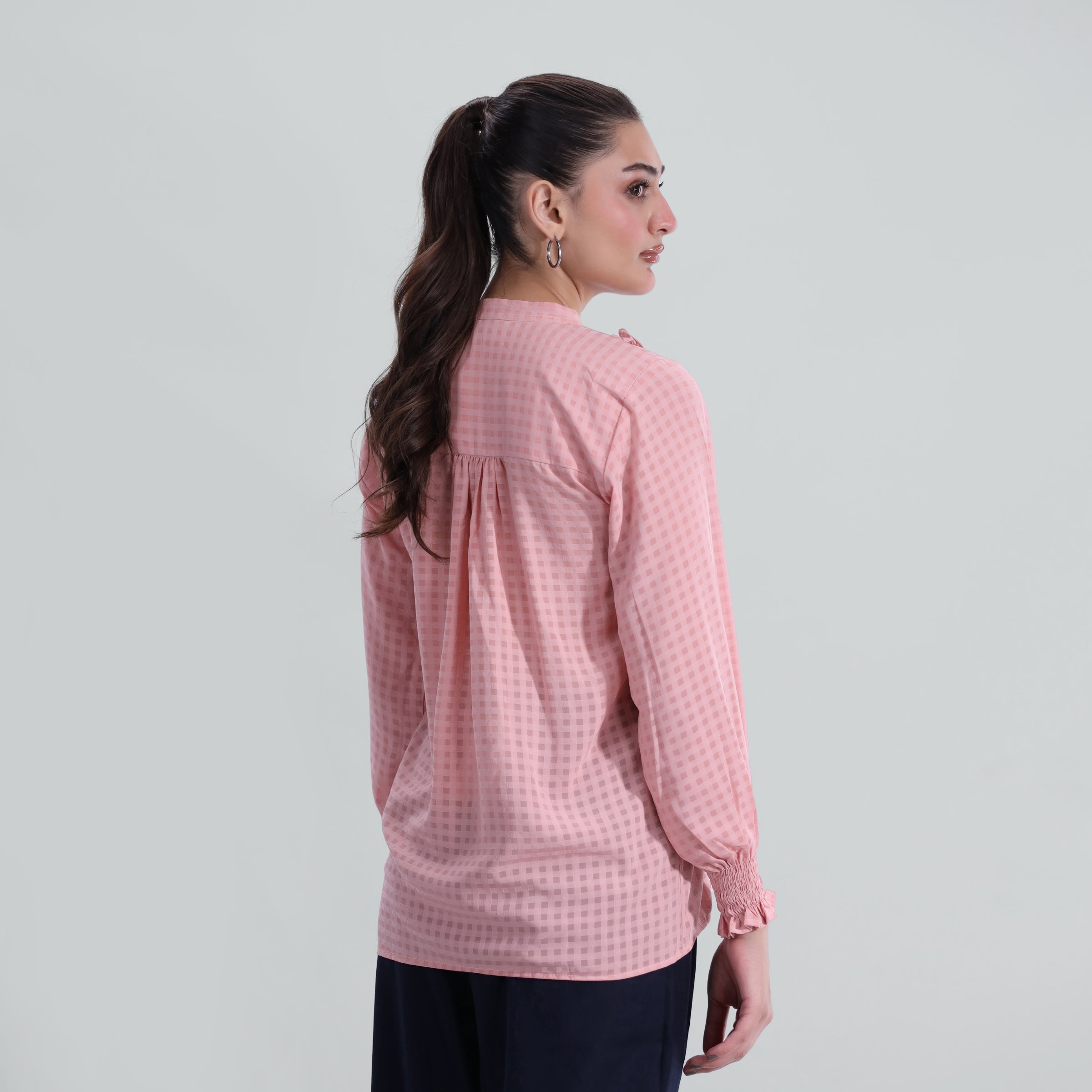 Checkered Ruffle Blouse