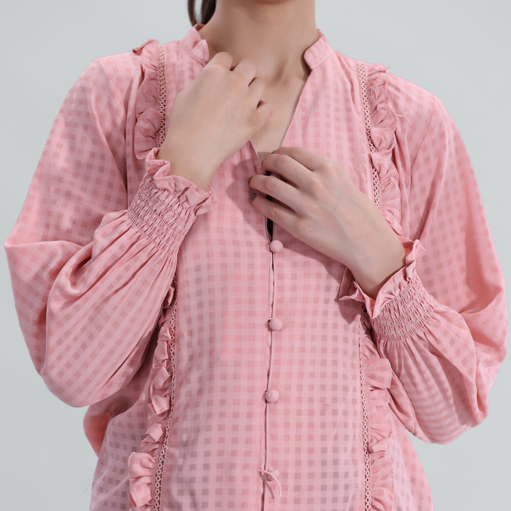Checkered Ruffle Blouse