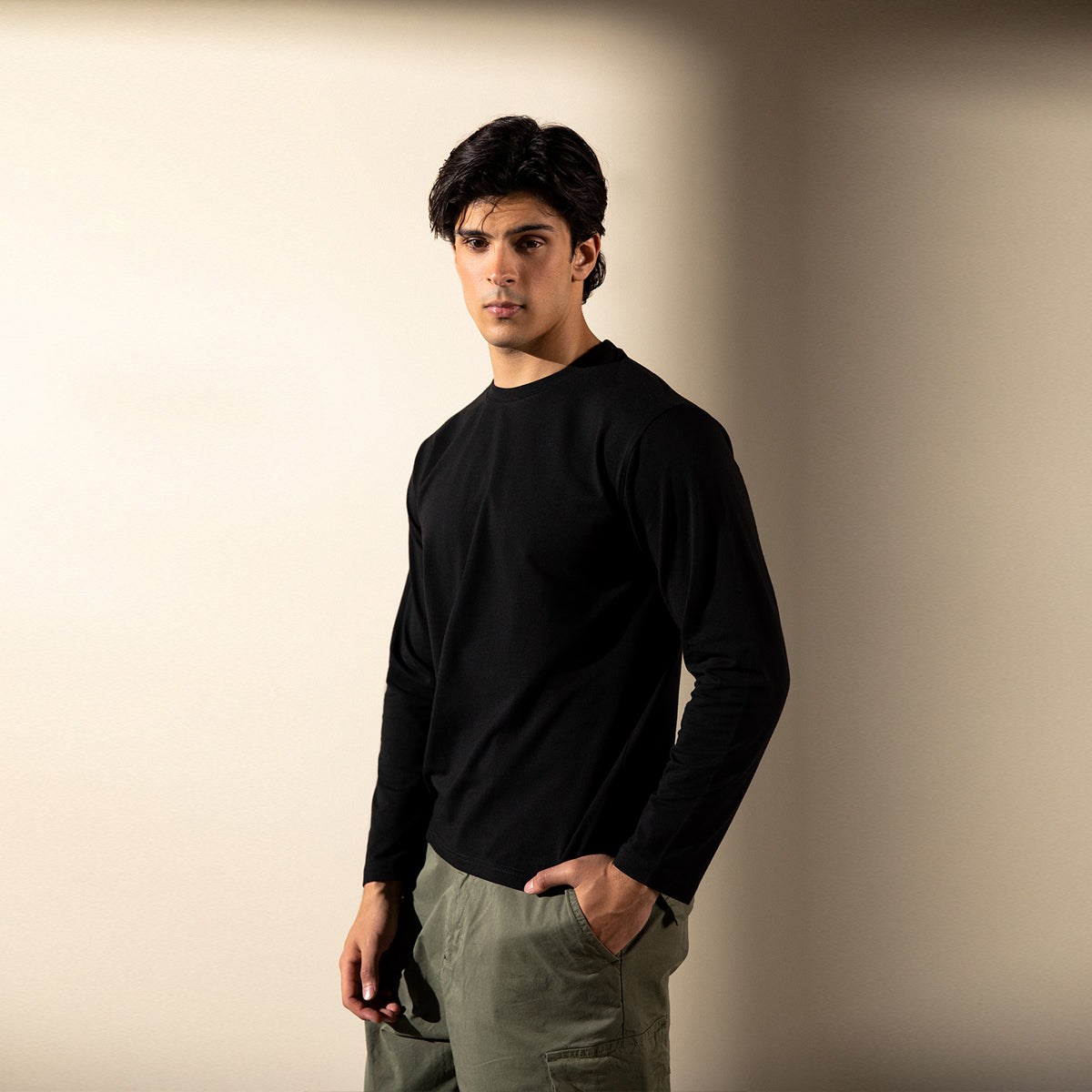 Lycra Long Sleeves Regular Tee