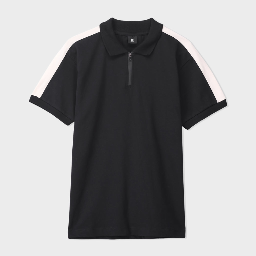 Paneled Zipper Polo