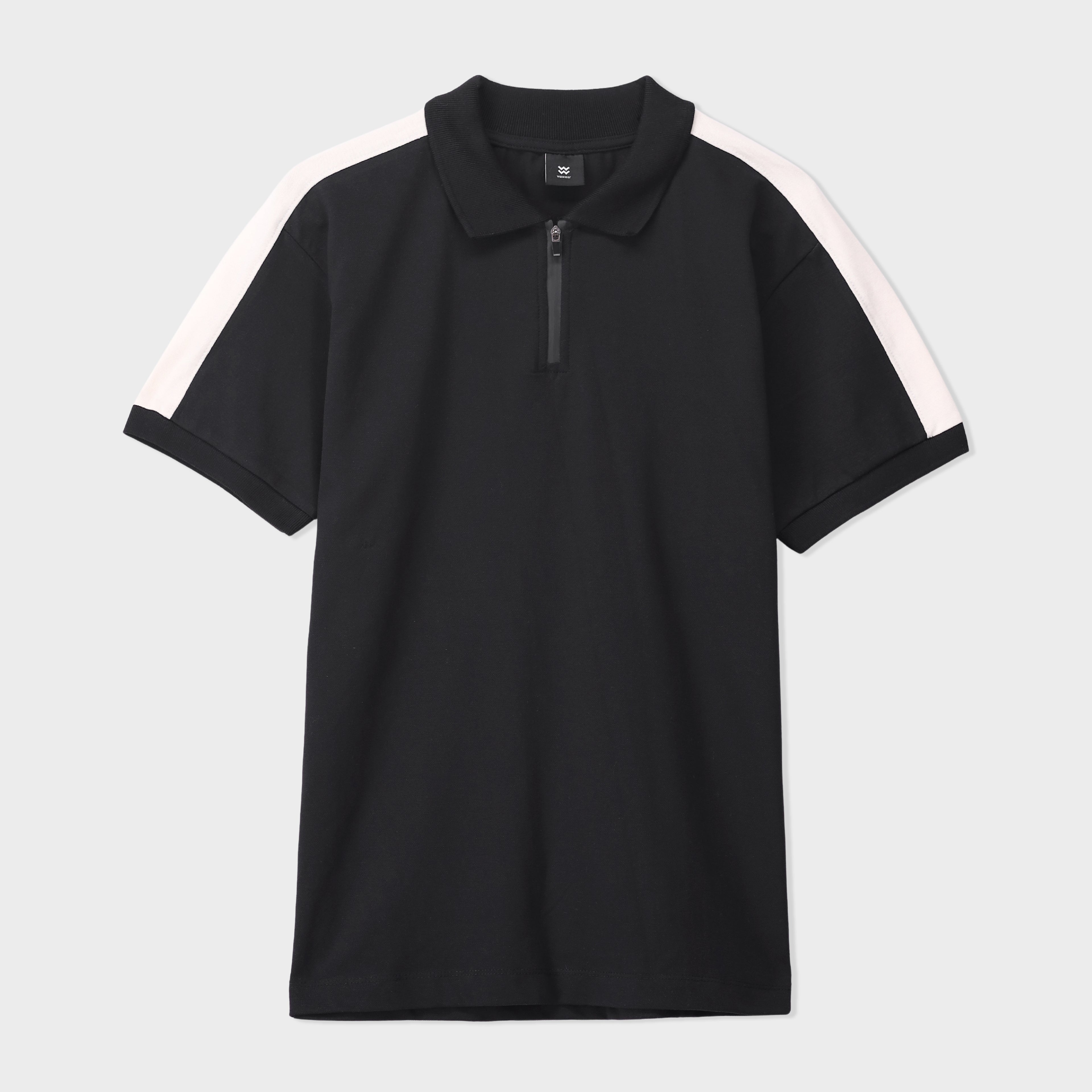 Paneled Zipper Polo