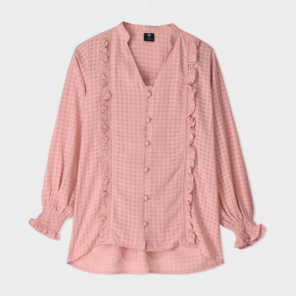 Checkered Ruffle Blouse