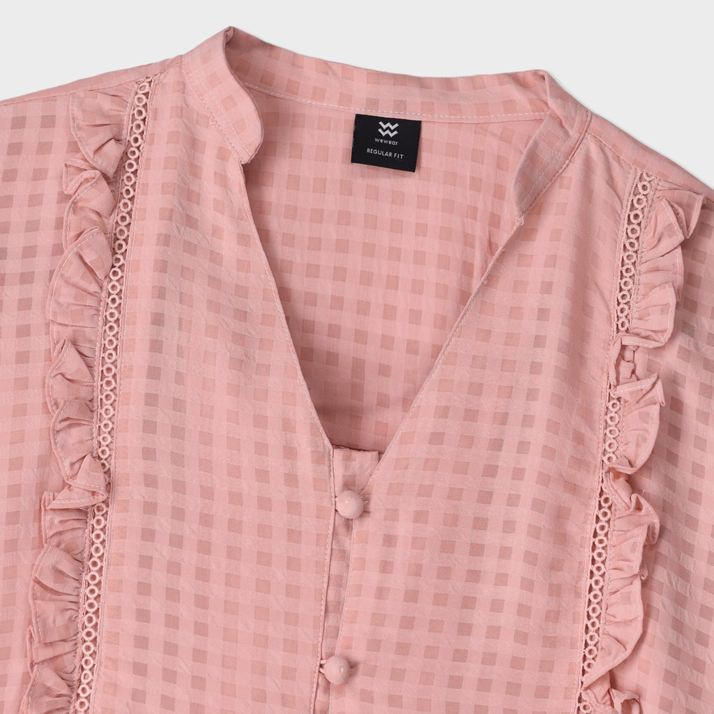 Checkered Ruffle Blouse