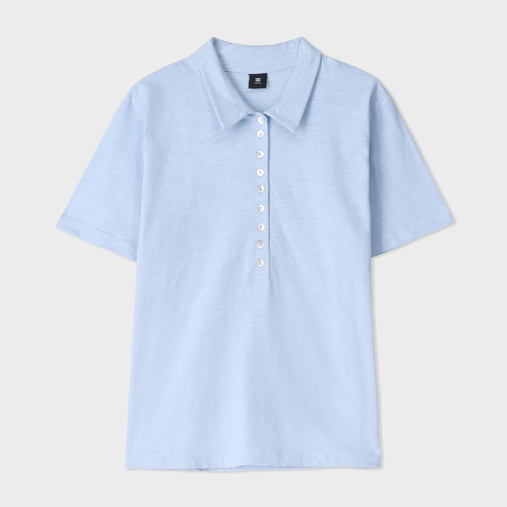 Slub Half Placket Top