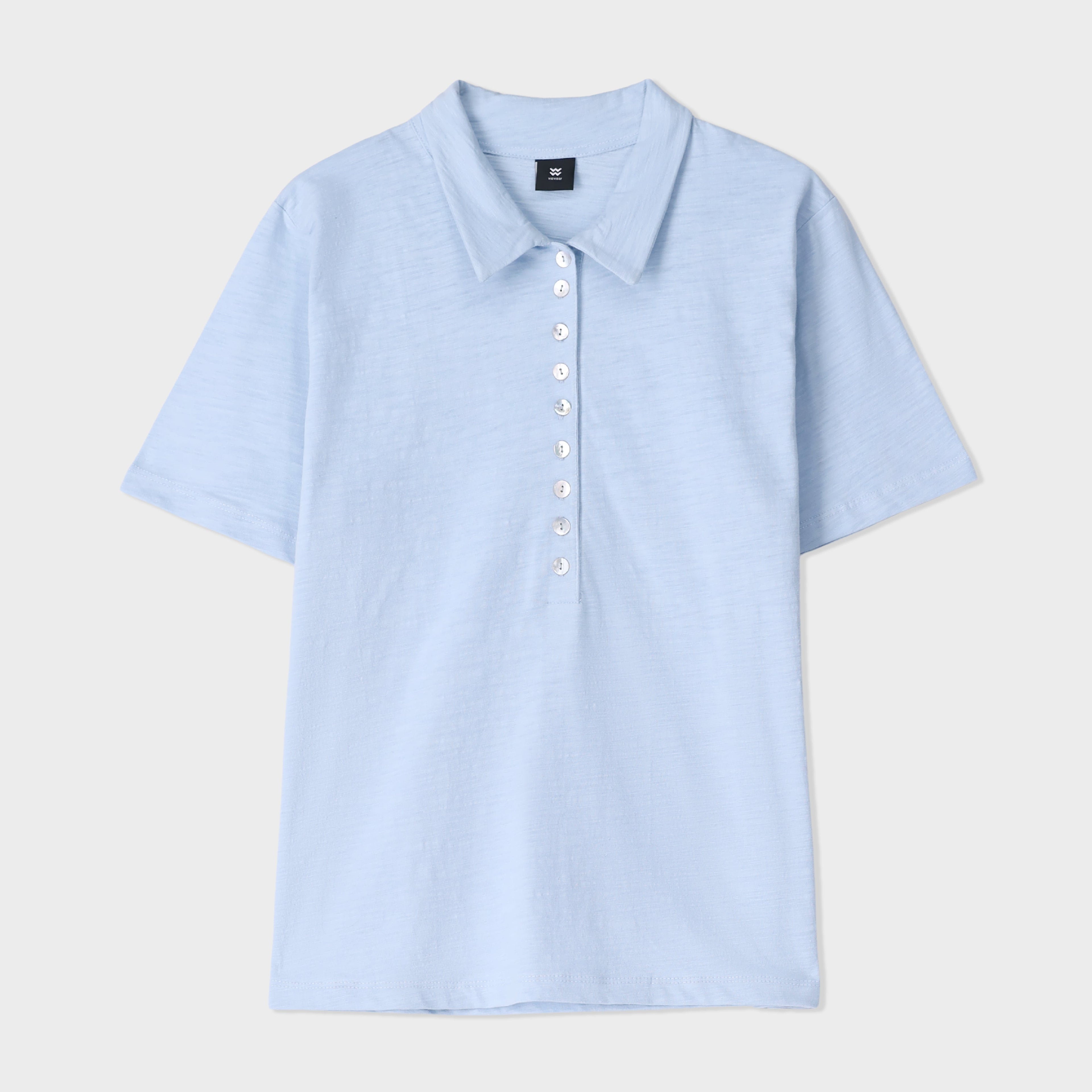 Slub Half Placket Top