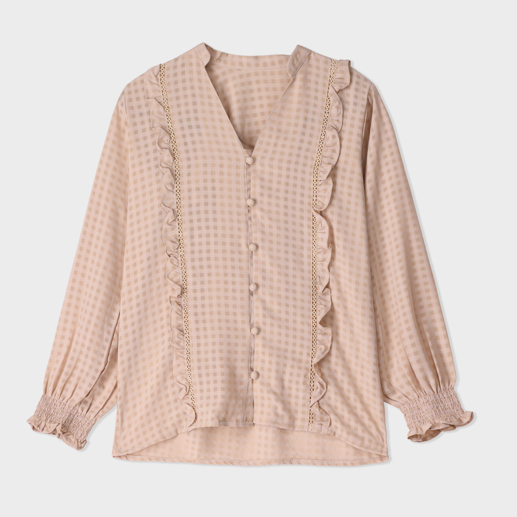 Checkered Ruffle Blouse