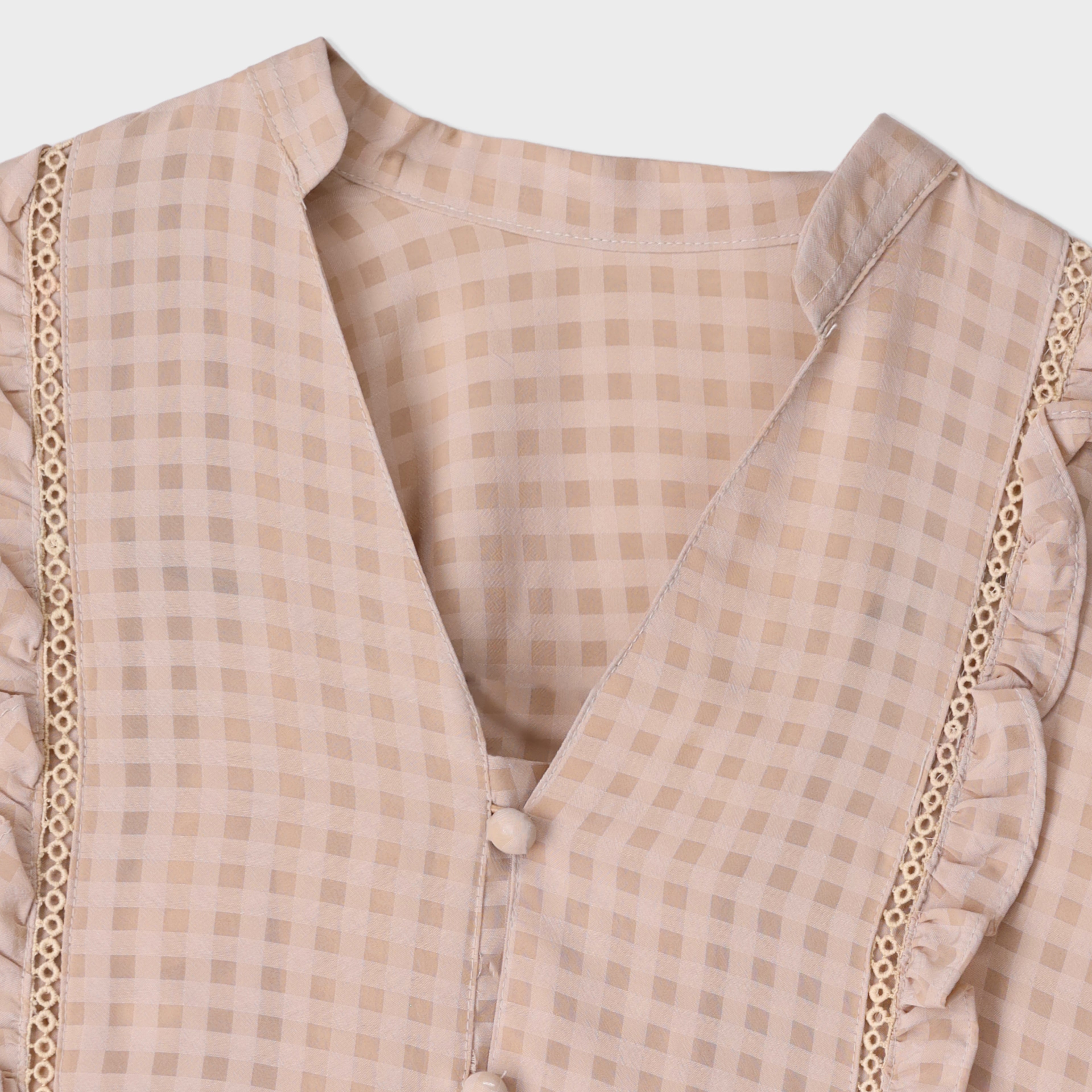 Checkered Ruffle Blouse