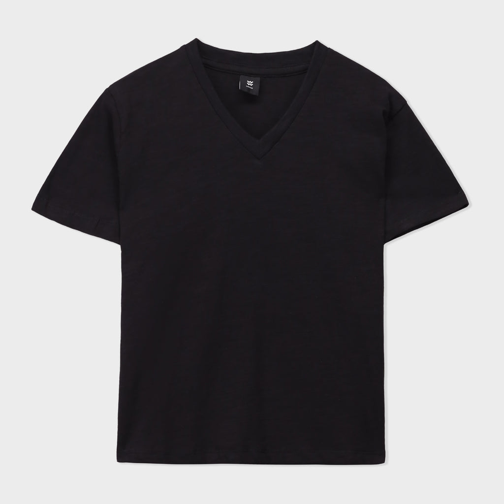 Slub V neck TEE