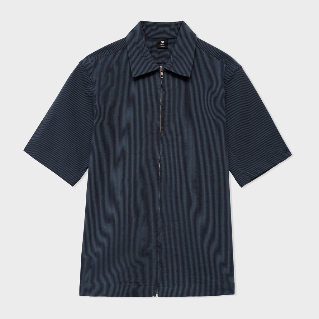 Seersucker Striped Zipper shirt