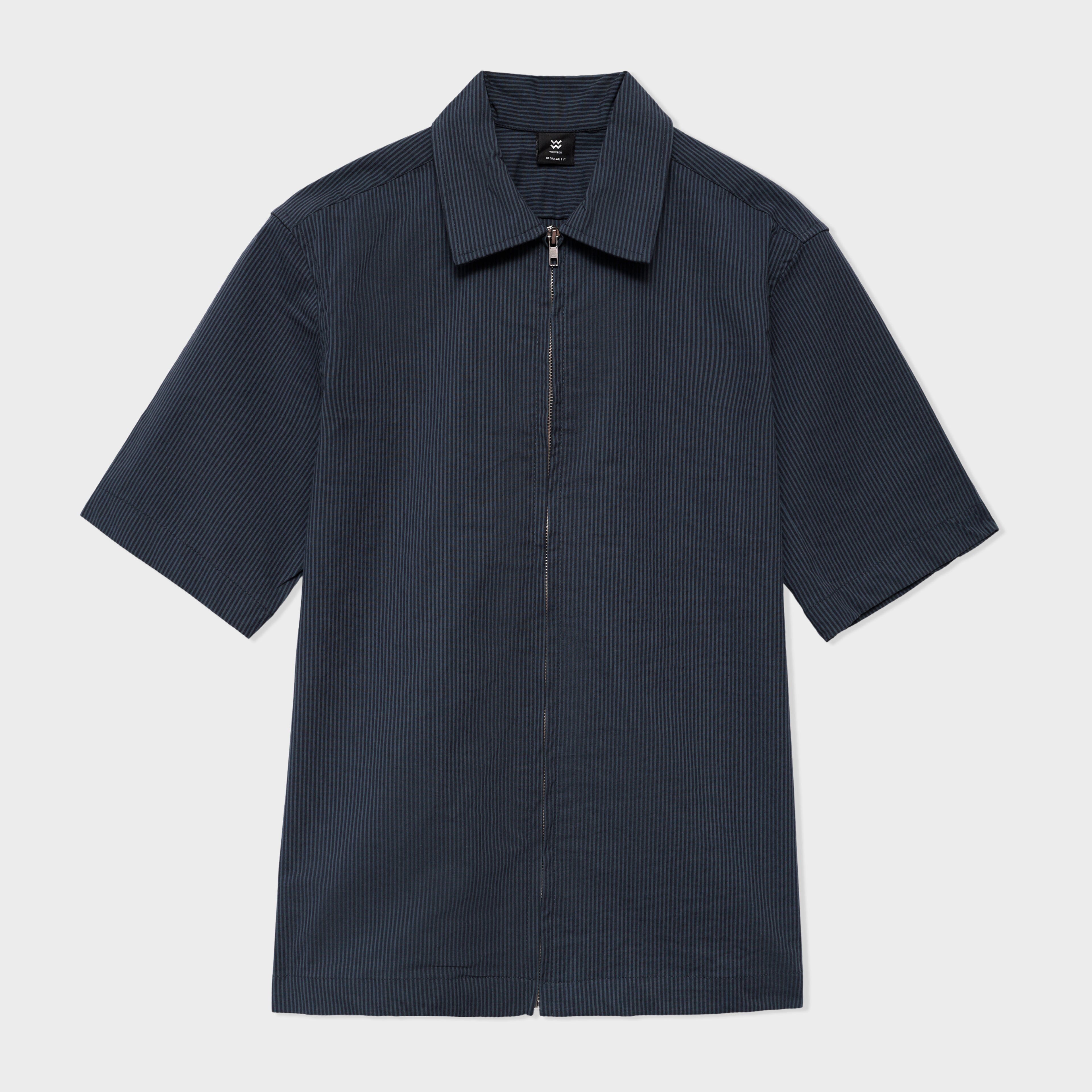 Seersucker Striped Zipper shirt