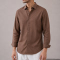 Cottonello Classic Linen Regular Brown Shirt