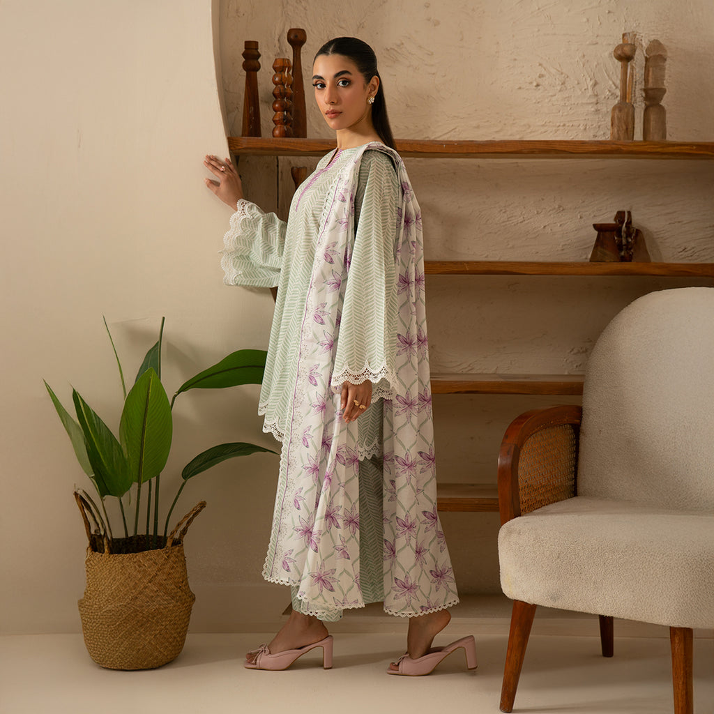 Mint Whisper 3PC Unstitched Suit