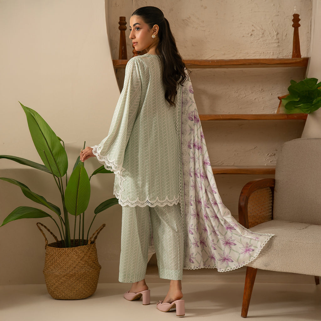 Mint Whisper 3PC Unstitched Suit