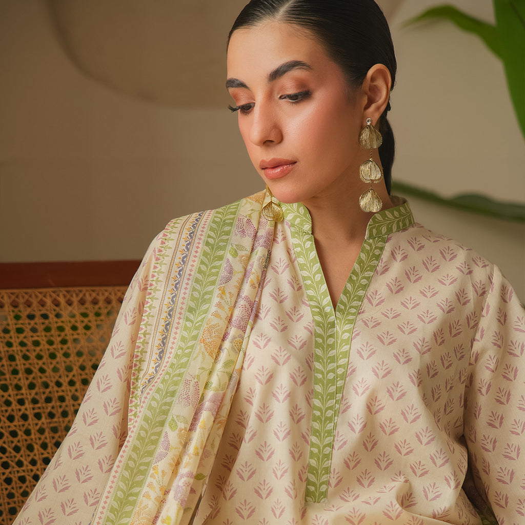 Butter Escape 3PC Unstitched Suit