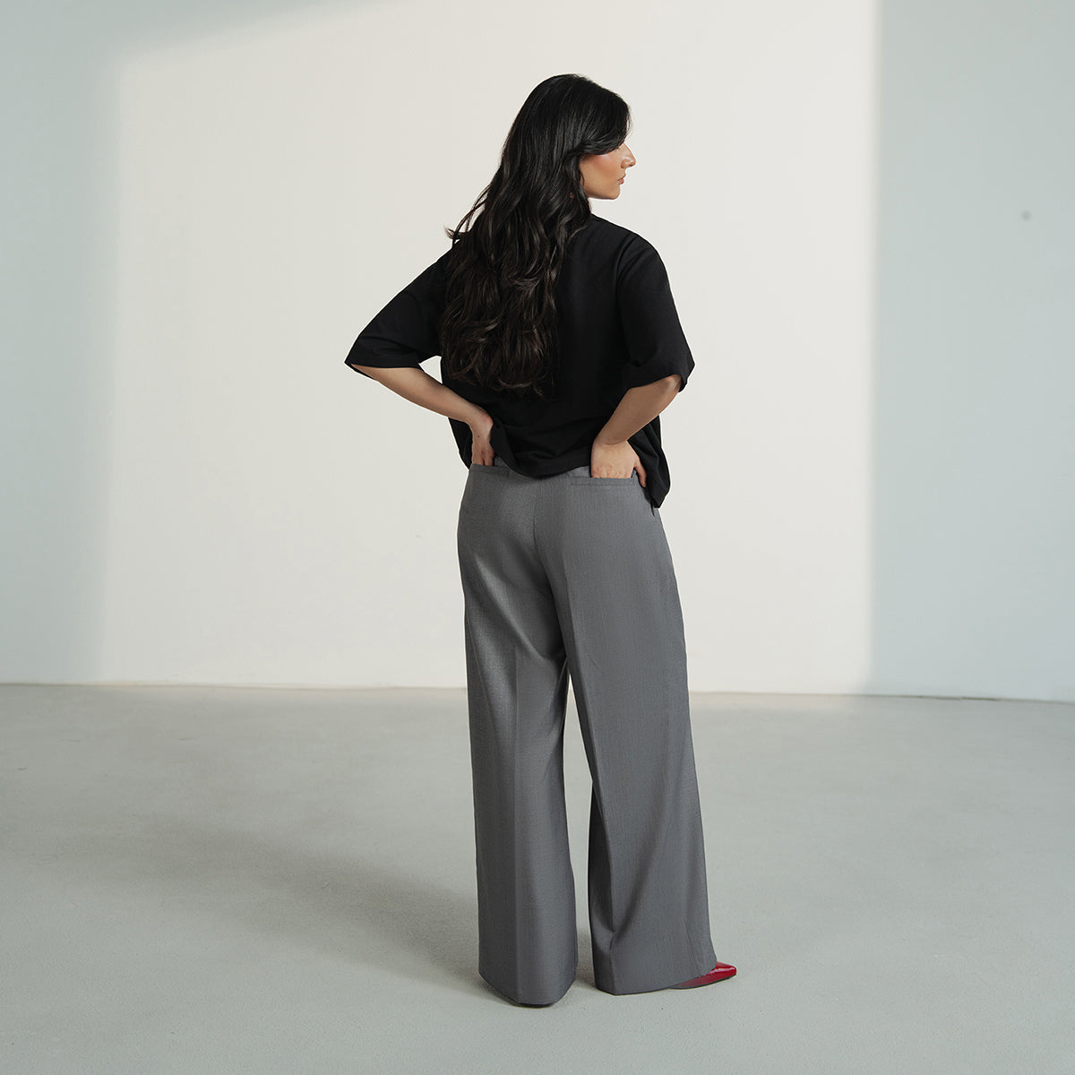 Tailored Wide Leg Pleated Trouser