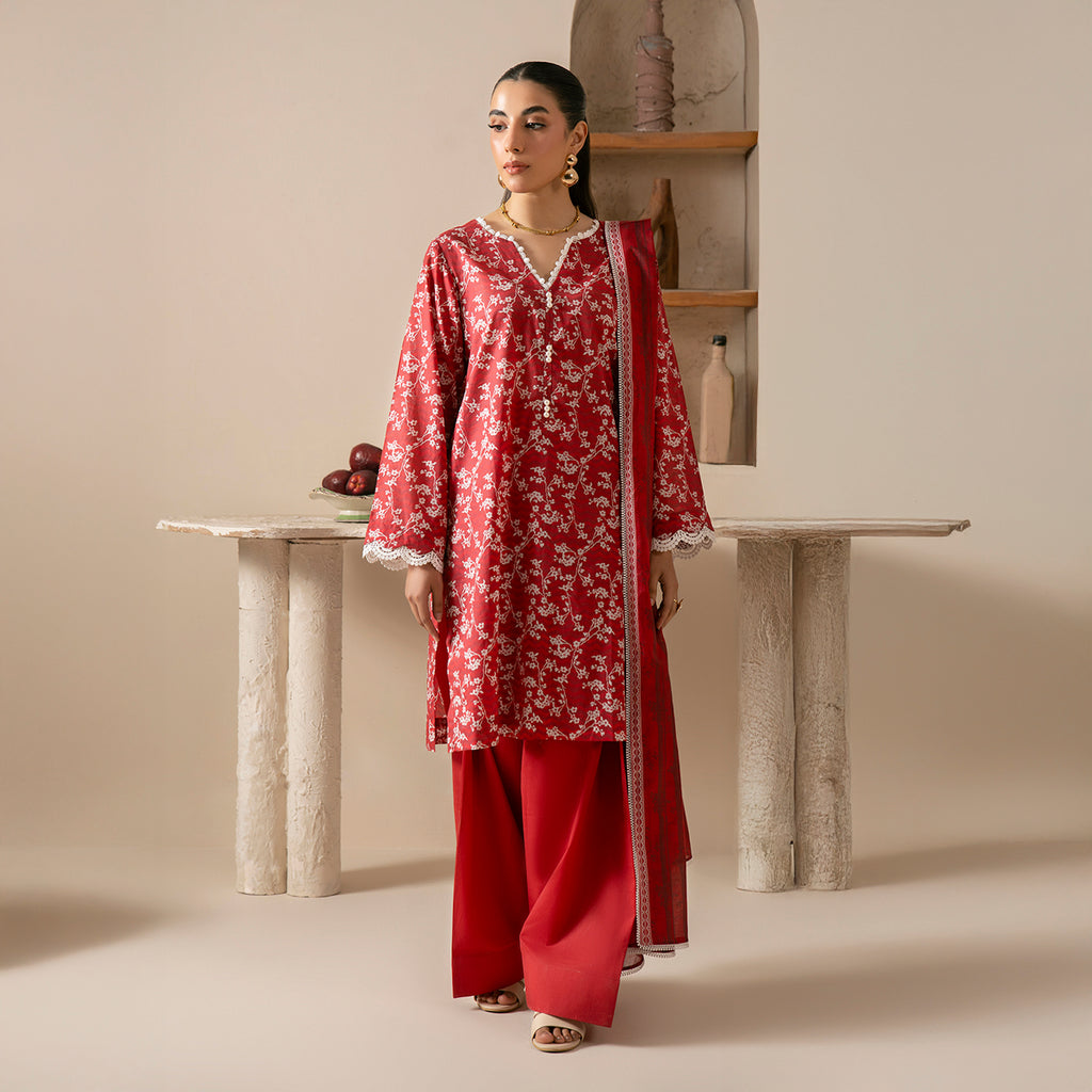 Crimson Dream 3PC Unstitched Suit
