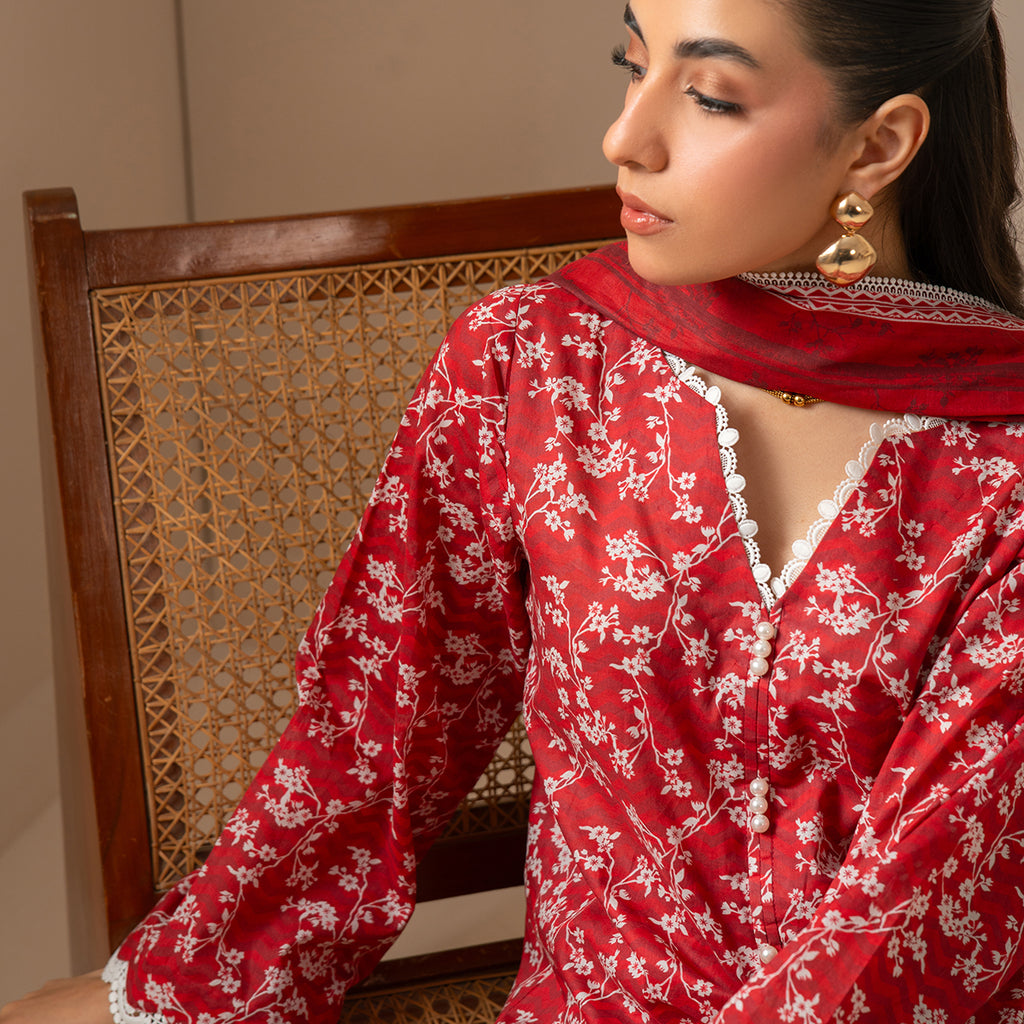 Crimson Dream 3PC Unstitched Suit