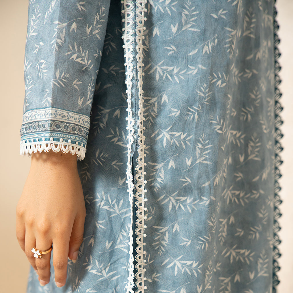 Ice Blue Muse  3PC Unstitched Suit
