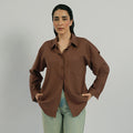 Cottonello Classic Linen Regular Brown Shirt