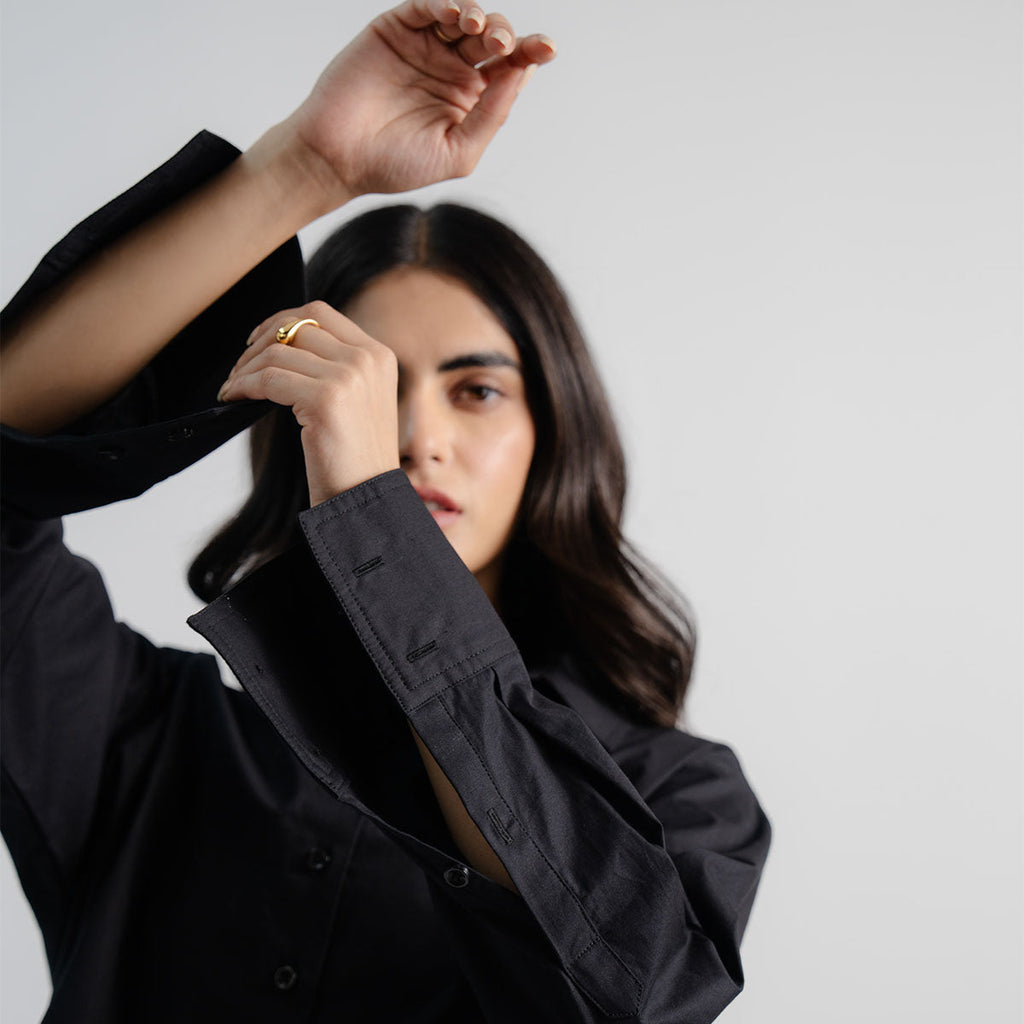 Boxy Cropped Button-Down Shirt